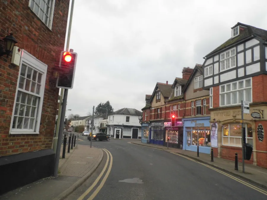 High Street in Twyford at the crossroads with the A321.